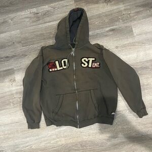 Lost Ent Olive Green Men’s Zip-Up Hoodie